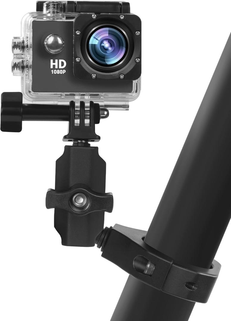 UTV Camera Mount for 1.75"-2" Roll Cage Mount - Compatible with GoPro, Mevo Start & More - Easy to Install Action Camera Accessories on Polaris RZR, Can Am - Durable Alu Alloy Made & 360 Rotation