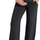 G4Free Maternity Pants Over The Belly Yoga Dress Work Pregnancy Pants Stretchy Lounge Wide Leg Trousers with Pockets Medium
