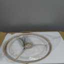 Rattan Floor Lamps for Living Room, Boho Standing Lamps with Rattan& Linen Double Shades, Arc Lamps Floor Standing with 9W Bulb, Foot Switch, Bohemian Floor Lamps for Bedroom, Office