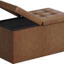 SONGMICS 30 Inches Folding Storage Ottoman Bench with Flipping Lid, 15"D x 30"W x 15"H