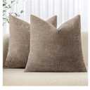MIULEE Pack of 2 Decorative Throw Pillow Covers Soft Chenille Throw Pillows Solid Neutral Farmhouse Textured Cushion Covers for Couch Sofa Bedroom Living Room 20x20 Inch, Taupe Grey