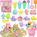 REZUCREY Beach Toys, Ice Cream Sand Toys for Toddlers, with Collapsible Bucket and Shovels for Kids with Bag, Travel Toys for Boys Baby Girls Age 3 4 5 6 7 8+