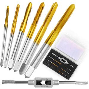 6Pcs Metric Tap Set with 1Pc Tap Wrench, M2 HSS Thread Tap Set from M2 to M6, Machine Screw Tap for Metal,Aluminum,Plastic,Wood