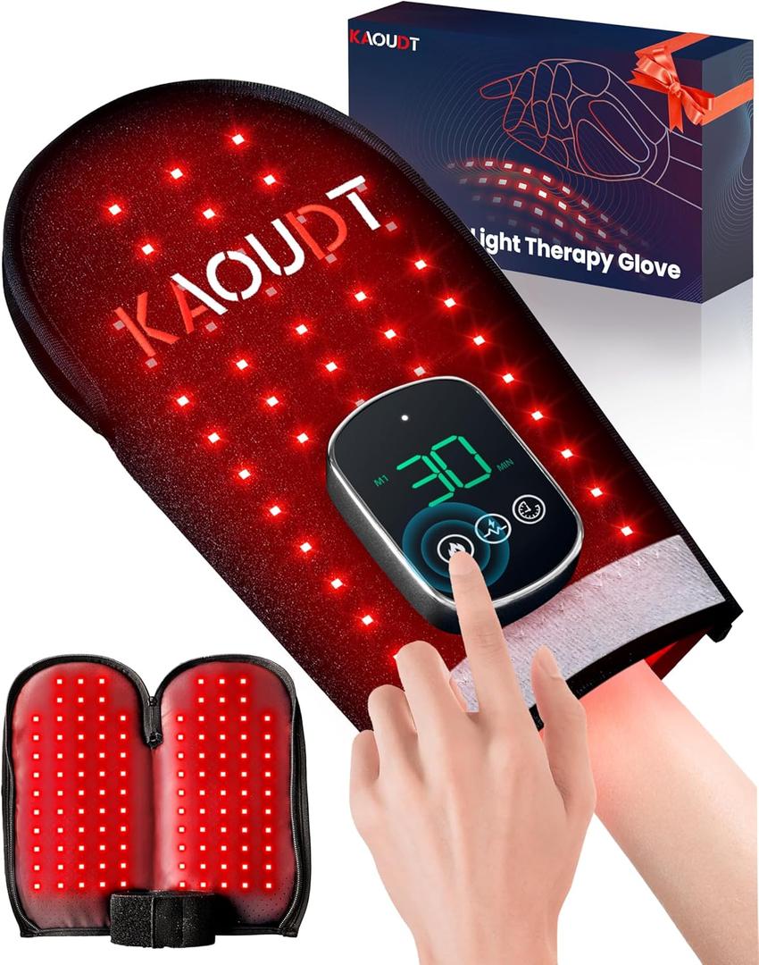Cordless Red Light Therapy Glove for Hand, 5000mAh Rechargeable Dual-Sided 112 LEDs 660nm&850nm Infrared Light Therapy Device for Hand Fingers Wrist Joint Pain Relief (Black)