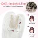 HOOJIH Hair Topper for Women with Thinning Hair 4x2.5inch Base Real Human Hair Topper with Bangs Handmade Invisiable Lace Front Topper - Icy Platinum Blonde