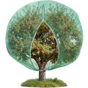24 x 24 Ft Extra Large Fruit Tree Netting Cover with Zipper and Drawstring, Insect Bird Barrier Netting for Garden Protection, Keep Birds Squirrels Cicadas and Small Fly Out