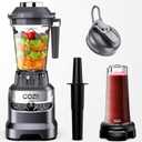 COZII Professional Blender 2000W, Smoothie Countertop Blenders for Kitchen, 64 Oz Pitcher/21-Oz To-go Cup, 7 Preset Programs for Ice Crush/Frozen Drinks/Dips/Nut Butter, High Speed, Dishwasher Safe (Grey)