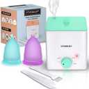 Menstrual Cups with Sterilizer, 2 Reusable Period Cups for Women, Tampon and Pad Alternative, Feminine Cup with Cleaner Set