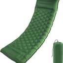 Camping Sleeping Pad with Pillow: Extra Thick 4.7 Inch UltraLight Self Inflating Air Mattress, Lightweight Compact Inflatable Sleep Mat for Backpacking, Hiking, Tent (Olive Green)