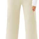 Womens Wide Leg Yoga Pants Casual Work Dress Pants Lounge Sweatpants High Waist Comfy Loose Trousers with Pockets (Medium, Khaki)