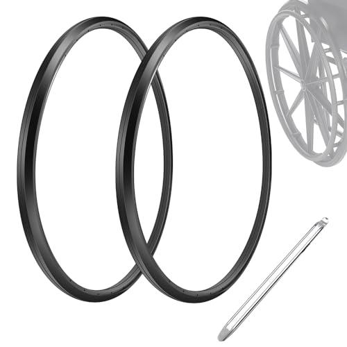 Migeek (1 Pair) Wheelchair Rear Wheel Replacement Tire, Wheelchair Tire, 24 "X 1" Universal Flat-Free Polyurethane Tire, Suitable for Manual Wheelchair Tire Replacement
