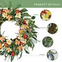 Jobflower Spring Wreath, 24" Daisy and Lavender Wreath,Beautiful Artificial Summer Wreaths for Front Door, Porch, Fireplace, Indoors and Outdoor Home Decoration