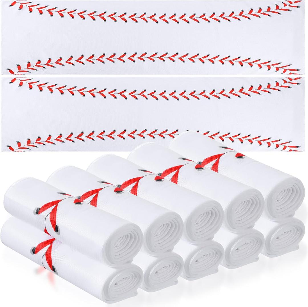 12 Pcs Cooling Towel Baseball Football Basketball Breathable Chilly Softball Soccer Ice Towel, 40"x12" Tennis Microfiber Accessories for Player(White,Baseball)