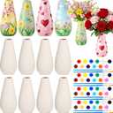 Zubebe 12 Pack 6.1in Paint Your Own Porcelain Vase Kit Ready to Paint White Ceramic Vases Bulk Unpainted Bisque Art DIY Craft for Pampas Grass Dry Flowers Wedding Halloween Thanksgiving Christmas