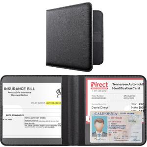 CoBak Car Registration and Insurance Holder - Men and Women Small Lightweight Vehicle Glove Box Car Organizer, Auto Truck Comparment Accessories Case for Essential Document, Driver License (Black)