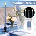 Macarrie 24 Packs Flameless Taper Candles Battery Operated Fake 11 Inch Long Candlelight LED Flameless Candlesticks Flickering Tapered for Spring Summer Wedding(Haze Blue)