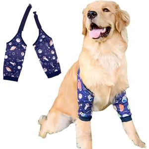 Dog Knee Protector Pad for Calluses Knee Brace Front Elbow Support Wrap, Pet Sleeves for Wounds Dog Elbow Callus Treatment for Medium Large Dogs with Scarf3XL Stars
