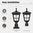 Solar Lamp Post Light, Cast Aluminium Waterproof LED Pillar Lights with Glass Outdoor Dusk to Dawn Post Light Solar Powered ST4311BQ for Pier Mount Gates Yard Pole (Black+Clear Glass)
