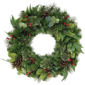 Puleo International 24" Mixed Christmas Wreath with 120 Tips, Green