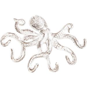 Sungmor Cast Iron Key Holder for Wall, Decorative Octopus Hanger with 6 Hooks, Vintage White Wall Hooks for Towel, Bathrobe, Necklaces, Purse, Dog Leashes, Bathroom Nautical Decor
