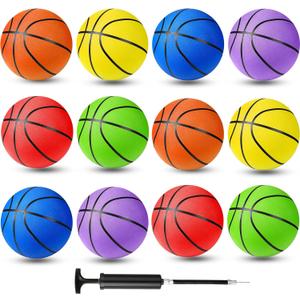 Jerify 12 Pack Operation Christmas Bulk Items for Kids Child Youth Adults Official Size Rubber Basketballs Indoor Outdoor Basket Balls with Pump (Size 4, 25.5")