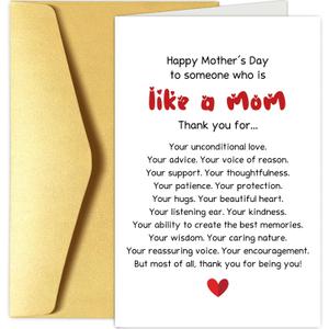 10 x Funny Mother's Day Card for Stepmom Aunt Godmother, Mother's Day Card Gift for Special Like a Mom, Bonus Mom Mothers Day Card, Mothers Day Gift for Her, Like a Mom Thank You Card