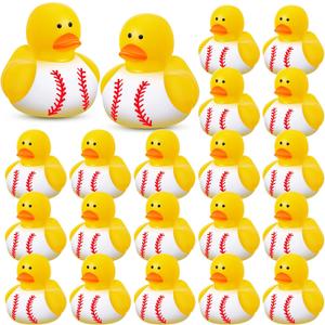 Deekin Rubber Ducks 2 Inch Bulk Sport Party Favors for Team Events Decorations Birthday Party Supplies Club Player Gift(24 Pcs, Baseball White)