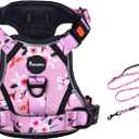 Petmolico No Pull Dog Harness and Leash Set, No Choke 4 Leash Attchments Easy Control Handle Soft Padded Reflective Vest Dog Harness for Medium Dog Breed, Pink Plum, Medium