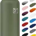 Fanhaw 20 Oz Insulated Stainless Steel Vacuum Water Bottle with Anti-Dust Pop-Open Lid - For Kids, Women, Men | Leak & Sweat Proof (Olive Green)
