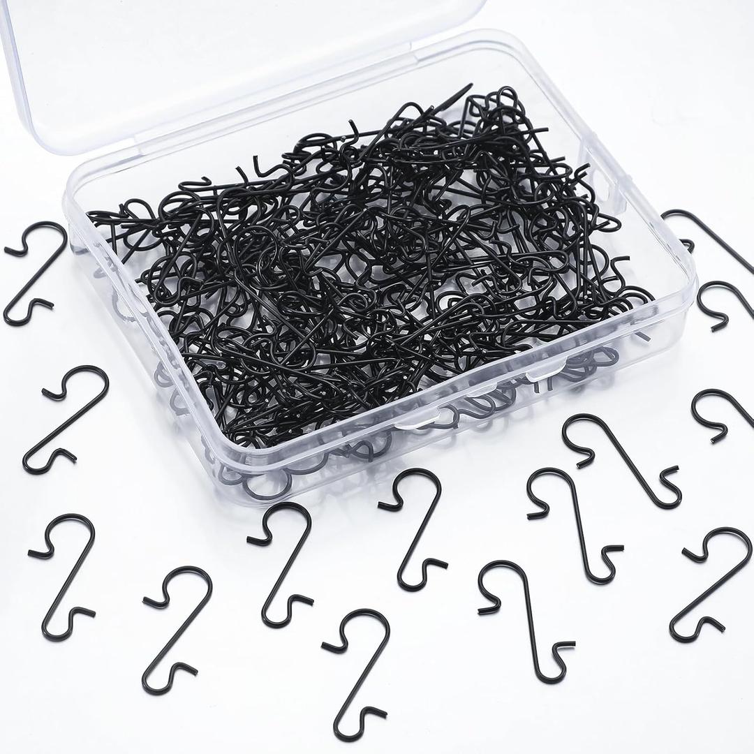 Tatuo 200 Pieces Christmas Ornament Hooks Ornament Hangers Xmas Metal Wire Hooks with Storage Box for Christmas Tree Decoration (Black)