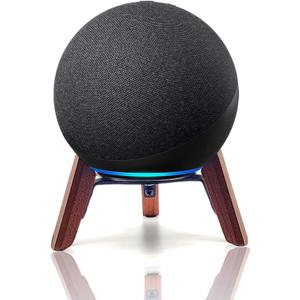 Real Wood Stand for Echo (4th Gen) Speaker (2020),Tripod Holder Accessories Protect Alexa Speaker for Sound Better,Secure Stable Wooden Mount with Metal Frame for Echo Newest Model 2024 (Walnut)
