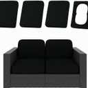 hyha 4Pcs Patio Cushion Covers, Stretch Outdoor Couch Cushion Covers Replacement, Washable Outdoor Chair/Sofa Slipcovers for Patio Furniture Cushions Protector with Elastic Bottom(Black,Cover Only)