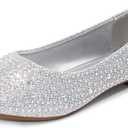 DREAM PAIRS Girls Dress Shoes Slip on Ballerina Flats for Wedding/Party (5 Big Kid, Muy-shine-silver Glitter)