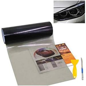 KOMAS 12 X 48 Tint Vinyl Film Sticker Sheet Roll for Car Headlight, Tail Lights, Fog Lights with Squeegee + Cutter (Glossy Light Black) KOMAS 12 X 48 Tint Vinyl Film Sticker Sheet Roll for Car Headlight, Tail Lights, Fog Lights with Squeegee + Cutter (Glossy Light Black)