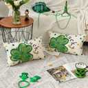 AVOIN colorlife St Patricks Day Clover Lucky Shamrock Throw Pillow Covers, 12 x 20 Inch Polka Dot Green Cushion Case Decoration for Sofa Couch Set of 2