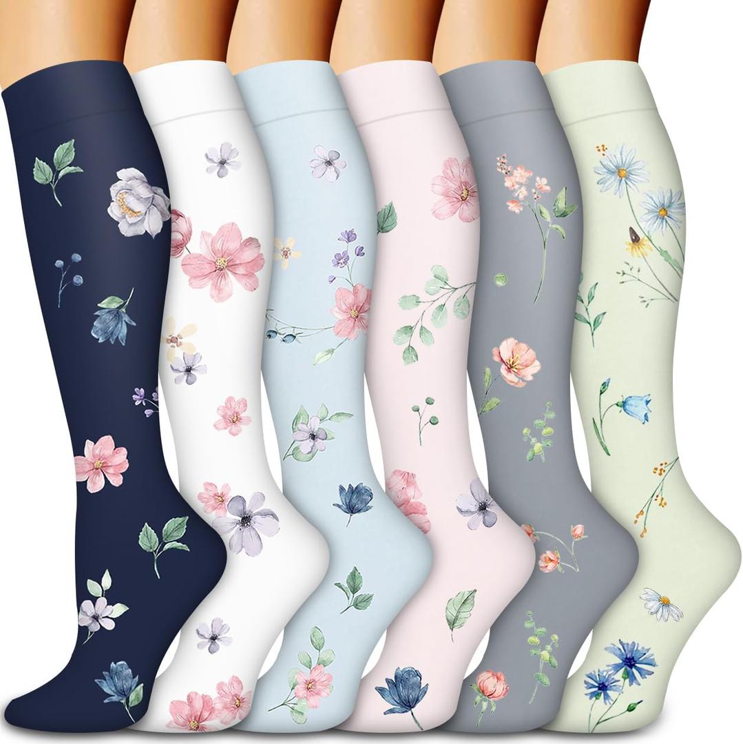 Compression Socks for Women & Men Circulation (6 Pairs) 15-20 mmHg is Best Support for Athletic Running,Nurse (Small-Medium)