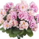 CISDUEO 4 Pcs Artificial Geranium Flowers for Outdoors Silk Flowers Outside Pink Faux Flowers Geraniums for Planter Decor Indoor Garden Patio Grave Cemetary Table Centerpiece (Purple and Pink)