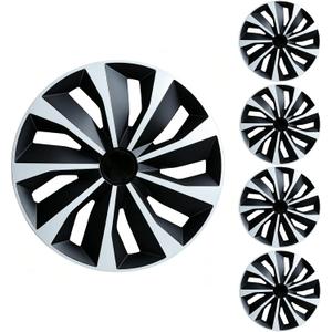 15" Black White Wheel Rim Cover Hubcaps Replacement R15 Hub Caps Snap On Universal Wheel Rim Cover ABS Exterior Accessories for Car Trunk SUV Set of 4