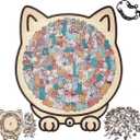 135-Piece Colored Cat Shaped Wooden Jigsaw Puzzle, Cats Shaped Wooden Puzzle, Unique Animal Shape Wood Puzzle, Creative Gifts for Cats Lovers, Home Decor,Valentine's Day Gift(#B)