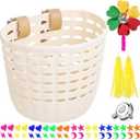 White Kids Bike Basket - Front Handlebar Bike Basket for Kids, Toddler for Girl Boy, Tricycle Scooter Basket