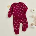 Afunbaby Spring Baby Girl Clothes Toddler Girl Outfit Crewneck Sweatshirt Long Sleeve Shirt Pants Winter Clothing Set (Red)