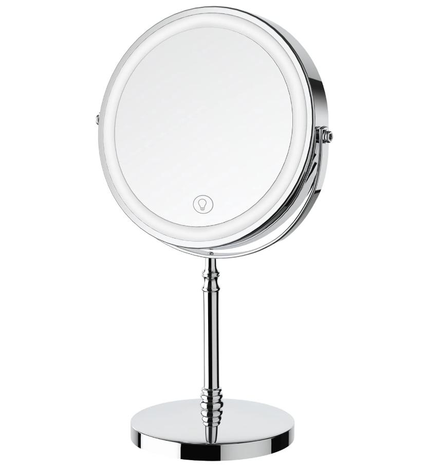DEIOVWXS Makeup Mirror, 3000mAh Rechargeable DoubleSided Magnifying Vanity Mirror with 3 Colors, 1X/10X, 360° Rotation, Adjustable Brightness, Gifts for Mom, Women,Wife, Girls, Dorm Room Essential