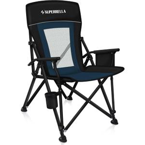 Camping Chair Portable Folding Lawn Chair Comfortable Hard Arm Sturdy for Family Camp, Outdoor, Sports, Beach, Travel, Support 400 lbs, Black&Blue, Hard Arm Chair 1P