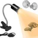 Reptile Heat Lamp with 2 Pcs 50W UVA UVB Light Bulb, 360 Rotatable Basking Spot Light Simulated Sunlight, Dimmable Heating Lamp for Turtle, Lizard, Snake, Beared Dragon, Amphibians