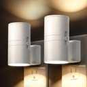 Pack of 2 L LOHAS LED Night Light Plug in, Night Lights Plug into Wall, Light Sensor, 0-100LM, Soft White 3000K, Dimmable Night Light, Modern Nightlight for Hallway Bedroom Stairway, Soft White 