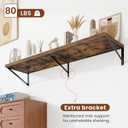 Deep Wall Shelves 55"W x 12"D Engineered Wood Floating Shelves for Wall, Sturdy Metal Bracket Bookshelves Home Decor Storage for Living Room Bedroom Bathroom Kitchen, Set of 2, Rustic Brown Finish