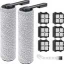 Floor ONE S5 Brush Roller and HEPA Filter Replacement, Compatible with Tineco S5 / S5 Pro /S5 Pro 2 / iFLOOR 5 Breeze Complete Cordless Wet Dry Vacuum Cleaner - 2 Soft Rollers + 6 Vacuum Filters