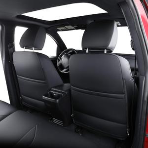 LUCKYMAN CLUB Tacoma Full-Set Seat Covers P04-HY-24, Fit Tacoma 2024 2025 2026 Double/Crew Cab Only, with Faux Leather (Full Set, Black)