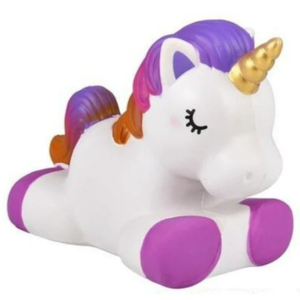 12" Jumbo Pony Unicorn Squishy Slow Rise Foam Pet Animal Toy - Scented Sensory, Stress, Fidget Toy (White/Pink/Purple)