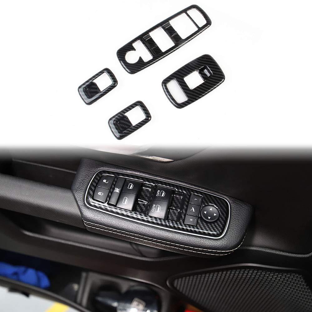 Korlot Carbon Fiber Window Lift Trim Switch Panel Cover Trim for Dodge Ram 1500 2019-2024
